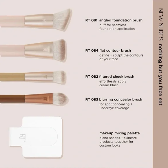 Real Techniques New Nudes Nothing But You Face Brush Set 5pc Limited Edition - Picture 4 of 4